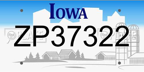 ZP37322 Iowa License Plate