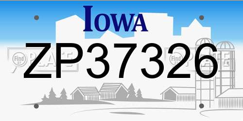 ZP37326 Iowa License Plate