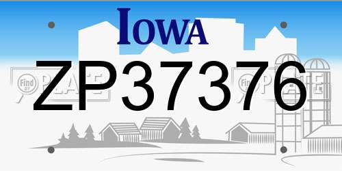 ZP37376 Iowa License Plate
