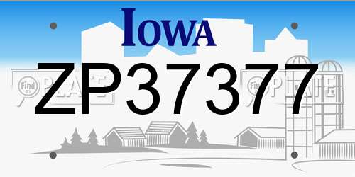 ZP37377 Iowa License Plate