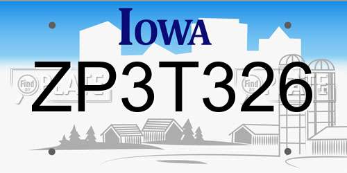 ZP3T326 Iowa License Plate