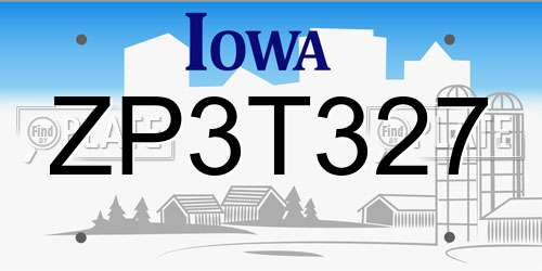 ZP3T327 Iowa License Plate