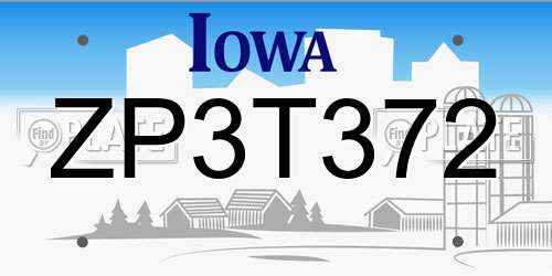 ZP3T372 Iowa License Plate