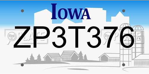 ZP3T376 Iowa License Plate