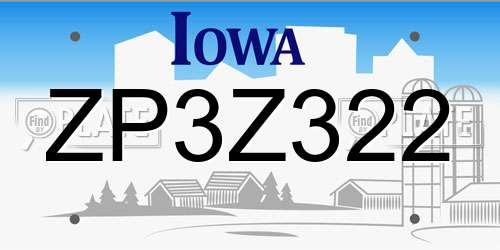 ZP3Z322 Iowa License Plate