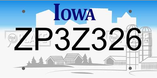 ZP3Z326 Iowa License Plate