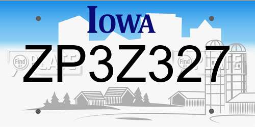 ZP3Z327 Iowa License Plate