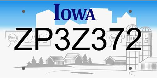 ZP3Z372 Iowa License Plate