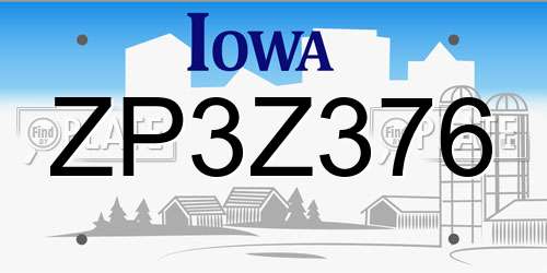 ZP3Z376 Iowa License Plate