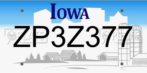ZP3Z377 Iowa License Plate