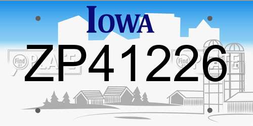 ZP41226 Iowa License Plate