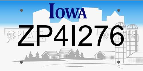 ZP4I276 Iowa License Plate