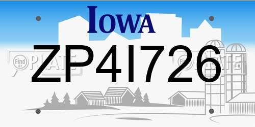 ZP4I726 Iowa License Plate