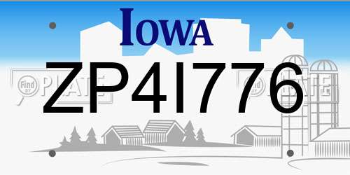 ZP4I776 Iowa License Plate