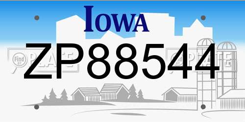 ZP88544 Iowa License Plate