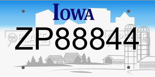 ZP88844 Iowa License Plate
