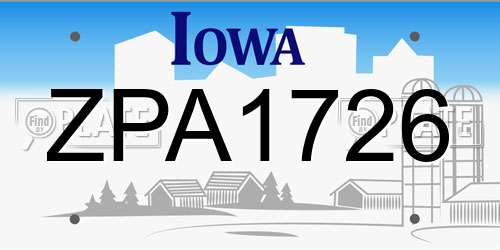 ZPA1726 Iowa License Plate
