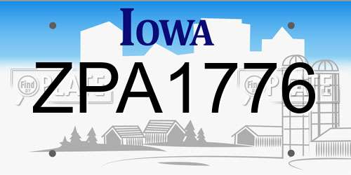 ZPA1776 Iowa License Plate