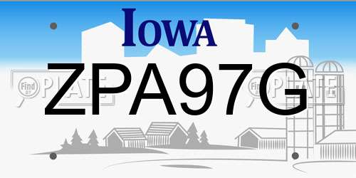 ZPA97G Iowa License Plate