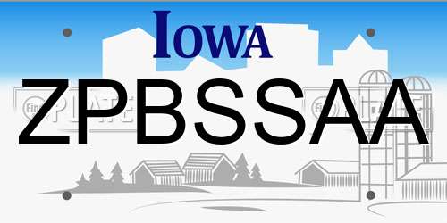 ZPBSSAA Iowa License Plate