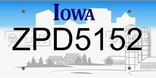 ZPD5152 Iowa License Plate