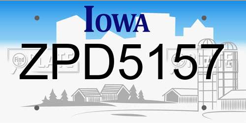 ZPD5157 Iowa License Plate