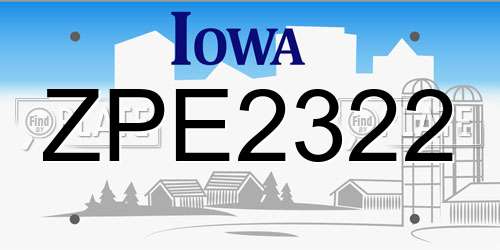 ZPE2322 Iowa License Plate