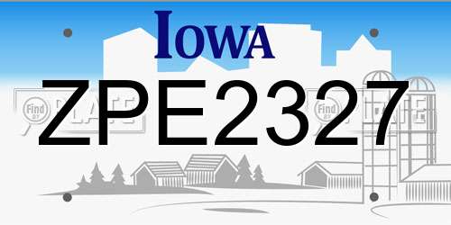 ZPE2327 Iowa License Plate