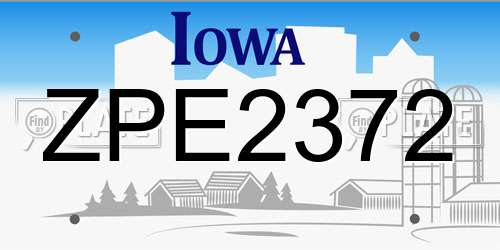 ZPE2372 Iowa License Plate