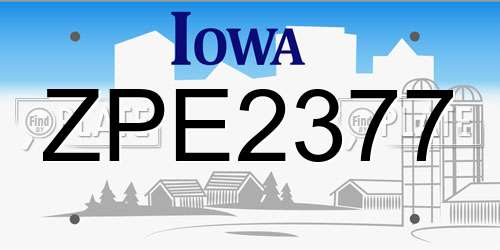 ZPE2377 Iowa License Plate