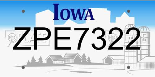 ZPE7322 Iowa License Plate