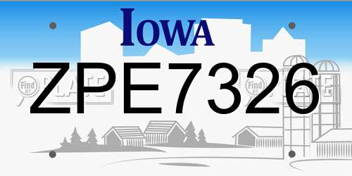 ZPE7326 Iowa License Plate