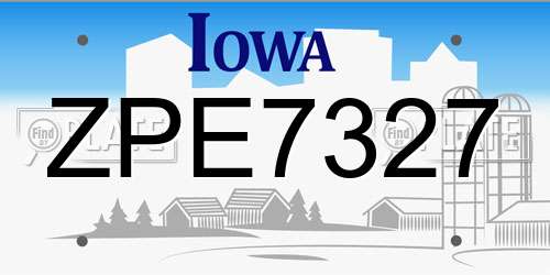 ZPE7327 Iowa License Plate