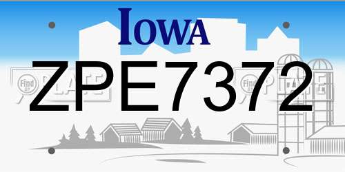 ZPE7372 Iowa License Plate