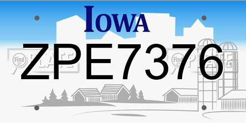 ZPE7376 Iowa License Plate