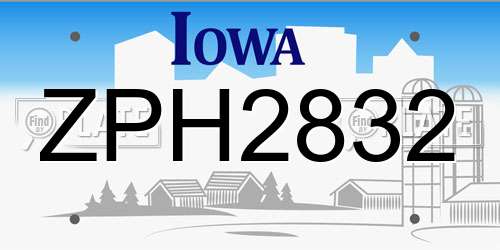 ZPH2832 Iowa License Plate
