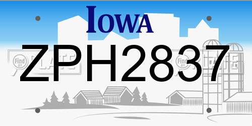 ZPH2837 Iowa License Plate
