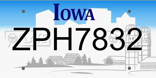 ZPH7832 Iowa License Plate