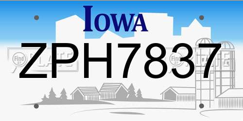 ZPH7837 Iowa License Plate