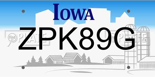 ZPK89G Iowa License Plate