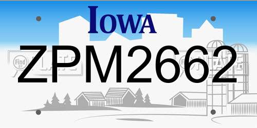 ZPM2662 Iowa License Plate