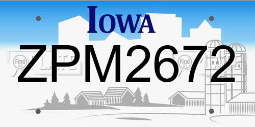 ZPM2672 Iowa License Plate