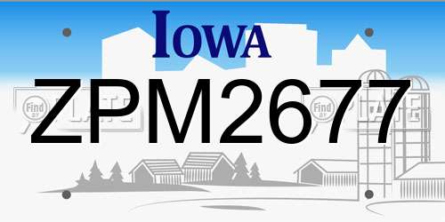 ZPM2677 Iowa License Plate