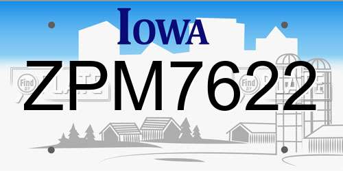 ZPM7622 Iowa License Plate