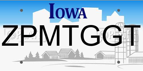 ZPMTGGT Iowa License Plate