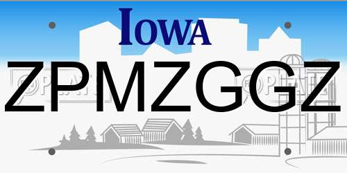 ZPMZGGZ Iowa License Plate