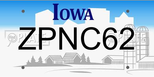 ZPNC62 Iowa License Plate