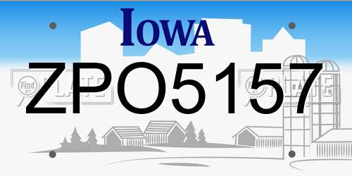 ZPO5157 Iowa License Plate