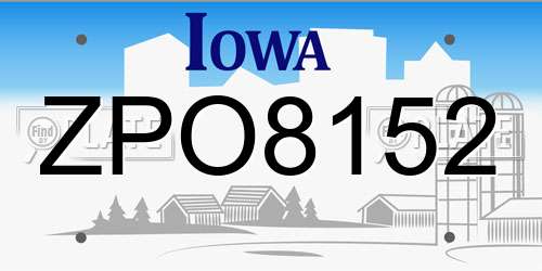 ZPO8152 Iowa License Plate