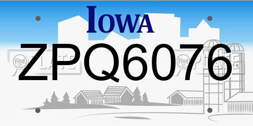 ZPQ6076 Iowa License Plate